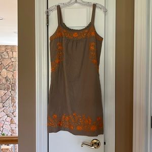 Lucky Brand linen cotton blend embroidered dress